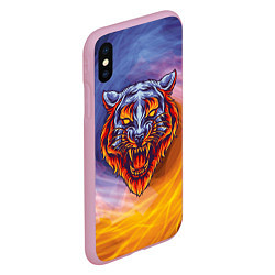 Чехол iPhone XS Max матовый Тигр в водно-огненной стихии, цвет: 3D-розовый — фото 2
