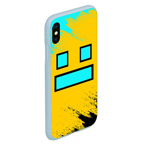 Чехол iPhone XS Max матовый GEOMETRY DASH SMILE БРЫЗГИ КРАСОК / 3D-Голубой – фото 2