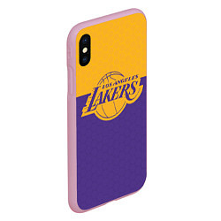 Чехол iPhone XS Max матовый LAKERS LINE HEXAGON SPORT, цвет: 3D-розовый — фото 2