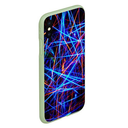 Чехол iPhone XS Max матовый NEON LINES Glowing Lines Effect / 3D-Салатовый – фото 2