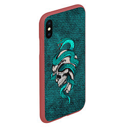 Чехол iPhone XS Max матовый SKULL & SNAKE, цвет: 3D-красный — фото 2