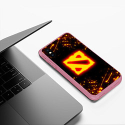 Чехол iPhone XS Max матовый DOTA 2 FIRE LOGO ДОТА 2 ОГНЕННЫЙ ЛОГО, цвет: 3D-малиновый — фото 2