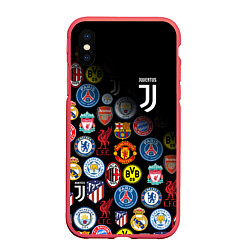 Чехол iPhone XS Max матовый JUVENTUS LOGOBOMBING SPORT, цвет: 3D-красный