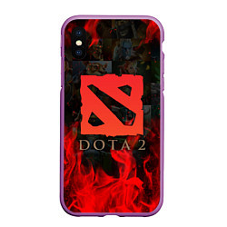 Чехол iPhone XS Max матовый DOTA 2 ЛОГО В ОГНЕ, ПЕРСОНАЖИ, цвет: 3D-фиолетовый