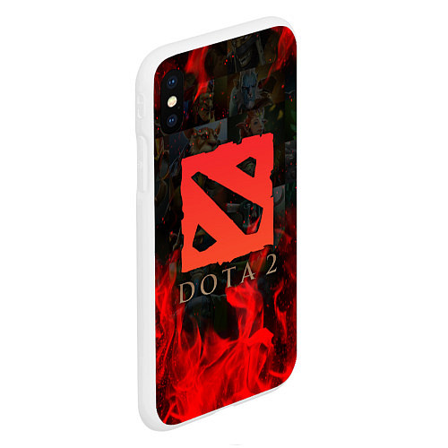 Чехол iPhone XS Max матовый DOTA 2 ЛОГО В ОГНЕ, ПЕРСОНАЖИ / 3D-Белый – фото 2