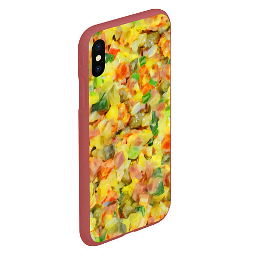 Чехол iPhone XS Max матовый Оливье / 3D-Красный – фото 2