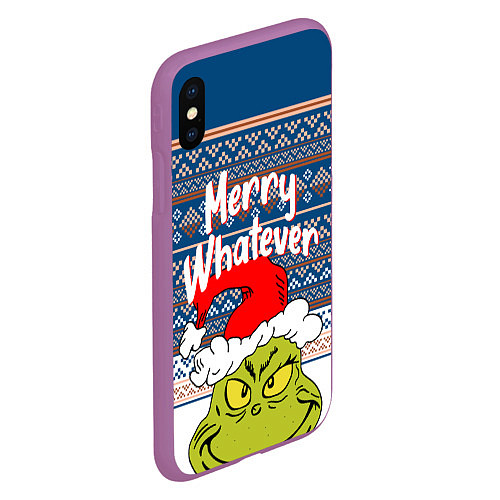 Чехол iPhone XS Max матовый MERRY WHATEVER GRINCH / 3D-Фиолетовый – фото 2