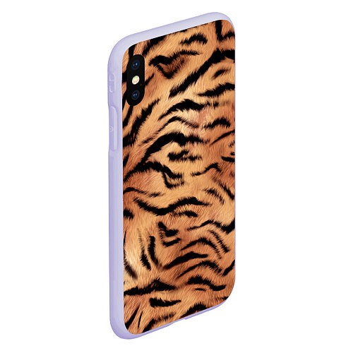 Чехол iPhone XS Max матовый Шкура тигра текстура / 3D-Светло-сиреневый – фото 2