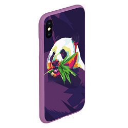 Чехол iPhone XS Max матовый Панда с бамбуком, цвет: 3D-фиолетовый — фото 2