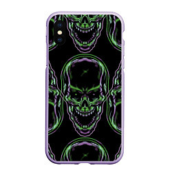 Чехол iPhone XS Max матовый Skulls vanguard pattern 2077, цвет: 3D-светло-сиреневый