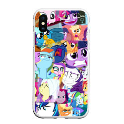 Чехол iPhone XS Max матовый My Little Pony Персонажи, цвет: 3D-белый