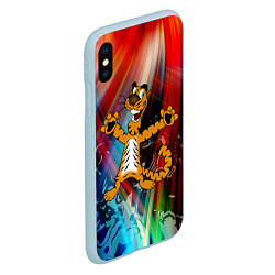 Чехол iPhone XS Max матовый Новогодний тигр пляшет, цвет: 3D-голубой — фото 2