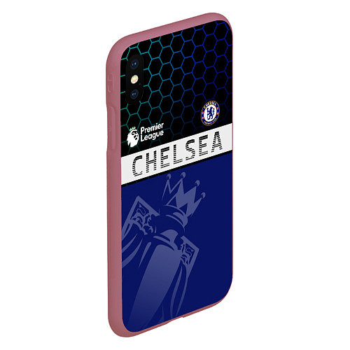 Чехол iPhone XS Max матовый FC Chelsea London ФК Челси Лонон / 3D-Малиновый – фото 2