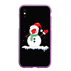 Чехол iPhone XS Max матовый Cartoon Dab Snowman, цвет: 3D-фиолетовый