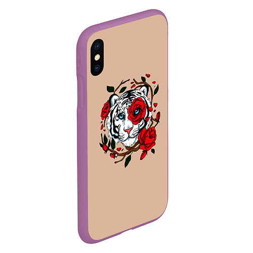 Чехол iPhone XS Max матовый White Tiger Symbol / 3D-Фиолетовый – фото 2