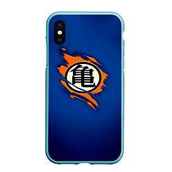 Чехол iPhone XS Max матовый Рваный логотип Гоку Dragon Ball