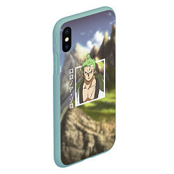 Чехол iPhone XS Max матовый Ван-Пис One Piece, Зоро Ророноа Zoro Roronoa, цвет: 3D-мятный — фото 2