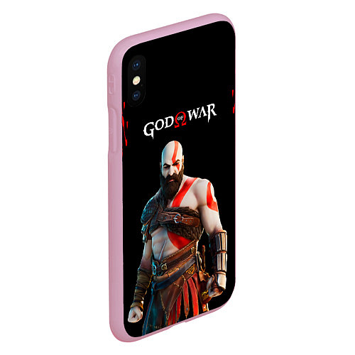 Чехол iPhone XS Max матовый God of War красные разводы / 3D-Розовый – фото 2