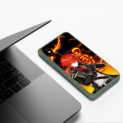 Чехол iPhone XS Max матовый GENSHIN IMPACT ДИЛЮК, МОЛНИИ FLASH, цвет: 3D-темно-зеленый — фото 2
