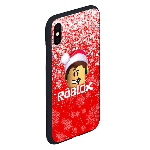 Чехол iPhone XS Max матовый ROBLOX НОВОГОДНИЙ SMILE 2022 / 3D-Черный – фото 2