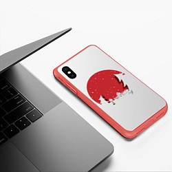 Чехол iPhone XS Max матовый Снежные ёлочки, цвет: 3D-красный — фото 2