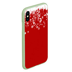 Чехол iPhone XS Max матовый Рождественские снежинки, цвет: 3D-салатовый — фото 2