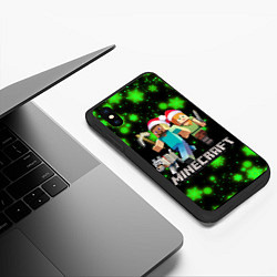 Чехол iPhone XS Max матовый НОВОГОДНИЙ MINECRAFT ГЕРОИ ИГРЫ, цвет: 3D-черный — фото 2