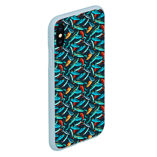 Чехол iPhone XS Max матовый Рыболовные Воблеры / 3D-Голубой – фото 2