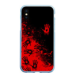 Чехол iPhone XS Max матовый Death Stranding Отпечаток рук паттерн, цвет: 3D-голубой