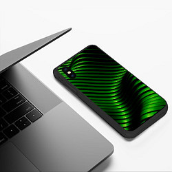 Чехол iPhone XS Max матовый Волны изумрудного металла, цвет: 3D-черный — фото 2