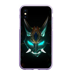 Чехол iPhone XS Max матовый МАСКА СЯО, GENSHIN IMPACT, СИМВОЛЫ, цвет: 3D-светло-сиреневый