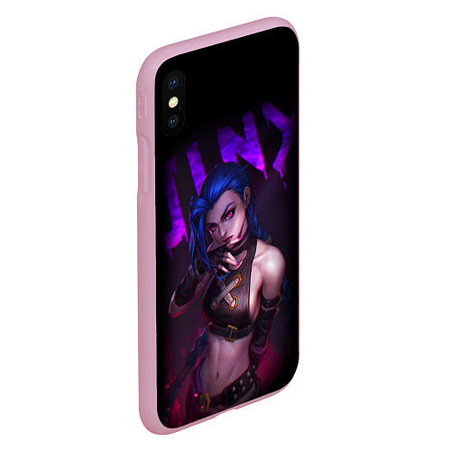 Чехол iPhone XS Max матовый JINX ARCANE НАДПИСЬ LEAGUE OF LEGENDS / 3D-Розовый – фото 2