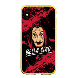 Чехол iPhone XS Max матовый БУМАЖНЫЙ ДОМ LA CASA DE PAPEL BELLA CIAO, цвет: 3D-желтый