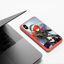 Чехол iPhone XS Max матовый Новогодний Делюк, цвет: 3D-красный — фото 2