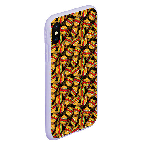 Чехол iPhone XS Max матовый Бургеры Burgers / 3D-Светло-сиреневый – фото 2