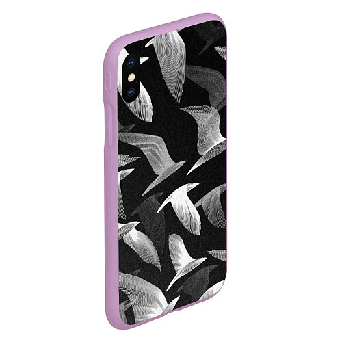 Чехол iPhone XS Max матовый Стая птиц 01 / 3D-Сиреневый – фото 2