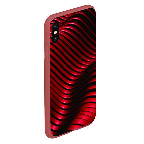 Чехол iPhone XS Max матовый Волны красного металла / 3D-Красный – фото 2