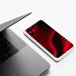 Чехол iPhone XS Max матовый Волны красного металла, цвет: 3D-белый — фото 2