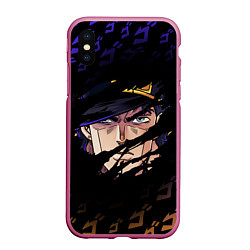 Чехол iPhone XS Max матовый JOJOS BIZARRE ADVENTURE ЛИЦО ГЕРОЯ, цвет: 3D-малиновый