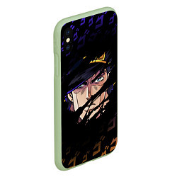 Чехол iPhone XS Max матовый JOJOS BIZARRE ADVENTURE ЛИЦО ГЕРОЯ, цвет: 3D-салатовый — фото 2