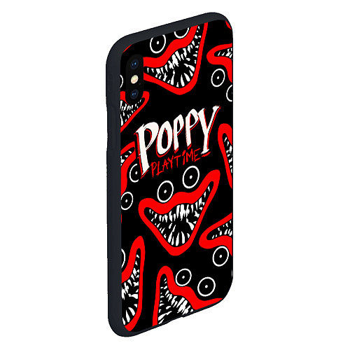 Чехол iPhone XS Max матовый Poppy Playtime Huggy Wuggy Smile / 3D-Черный – фото 2