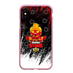 Чехол iPhone XS Max матовый BRAWL STARS EVIL GENE СЛЕДЫ ОТ ПУЛЬ, цвет: 3D-розовый