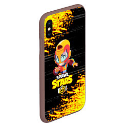 Чехол iPhone XS Max матовый BRAWL STARS MAX НЕОНОВЫЕ ШТРИХИ, цвет: 3D-коричневый — фото 2