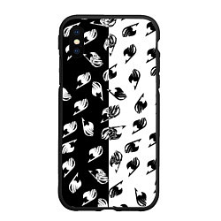 Чехол iPhone XS Max матовый FAIRY TAIL BLACK WHITE ХВОСТ ФЕИ СИМВОЛЫ ЧЁРНО БЕЛ