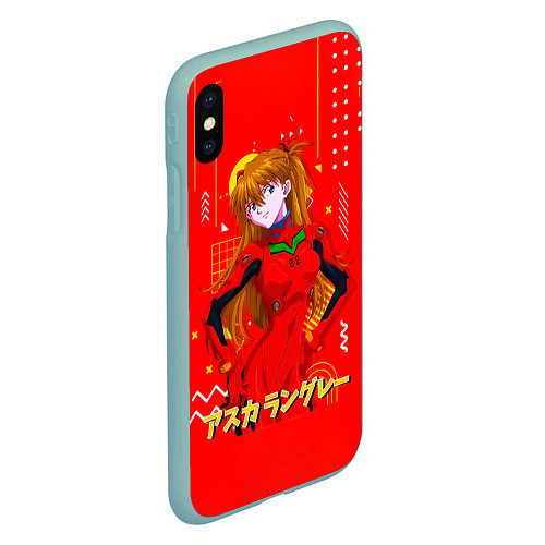 Чехол iPhone XS Max матовый Аска Лэнгли Сорью Evangelion / 3D-Мятный – фото 2