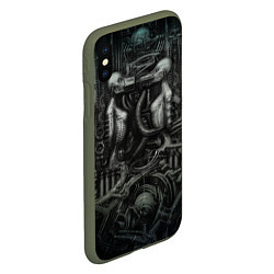 Чехол iPhone XS Max матовый Gigers worlds Миры Ганса Гигера, цвет: 3D-темно-зеленый — фото 2