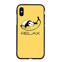 Чехол iPhone XS Max матовый Relax - панда на банане, цвет: 3D-черный