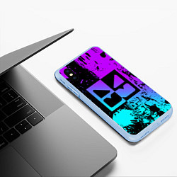 Чехол iPhone XS Max матовый GEOMETRY DASH NEON LEVELS SMILE, цвет: 3D-голубой — фото 2