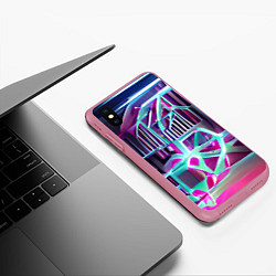 Чехол iPhone XS Max матовый Неоновая трубка, цвет: 3D-малиновый — фото 2