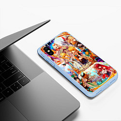 Чехол iPhone XS Max матовый Застолье всех героев ГЕНШИН ИМПАКТА, цвет: 3D-голубой — фото 2